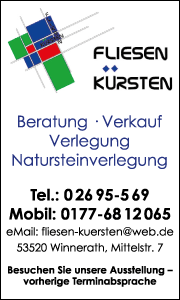 Banner von Fliesen Kürsten Winnerath mit Übersicht der Leistungen wie Badsanierung, Fliesenarbeiten und moderner Badgestaltung.