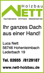 Banner mit Kontaktdaten für Holzbau Nett in Hohenleimbach