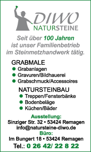 Natursteine Diwo in Remagen mit Kontaktdaten und Informationen zu Natursteinen, Bodenbel&auml;gen, Treppen, K&uuml;chenarbeitsplatten und individuellen Steinl&ouml;sungen.